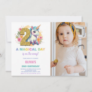 2e anniversaire Unicorn Anniversaire Invitations p