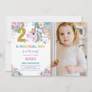 2e anniversaire Unicorn Anniversaire Invitations p