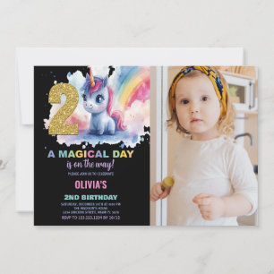 2e anniversaire Unicorn Anniversaire Invitations p