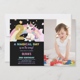 2e anniversaire Unicorn Anniversaire Invitations p