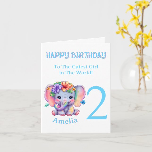 2e carte d'anniversaire | Carte d'anniversaire heu (Fleur jaune)