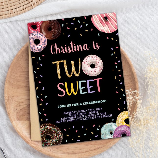2e Deux couleurs douces Donut Invitations d'annive (2nd Two Sweet Colors Donut Birthday Invitations)