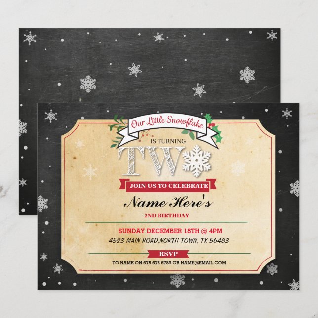 2e fête d'anniversaire 2 Deux Invitation de glace  (Devant / Derrière)