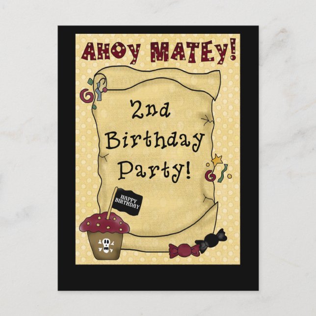 2e Invitations d'anniversaire de pirates (Devant)