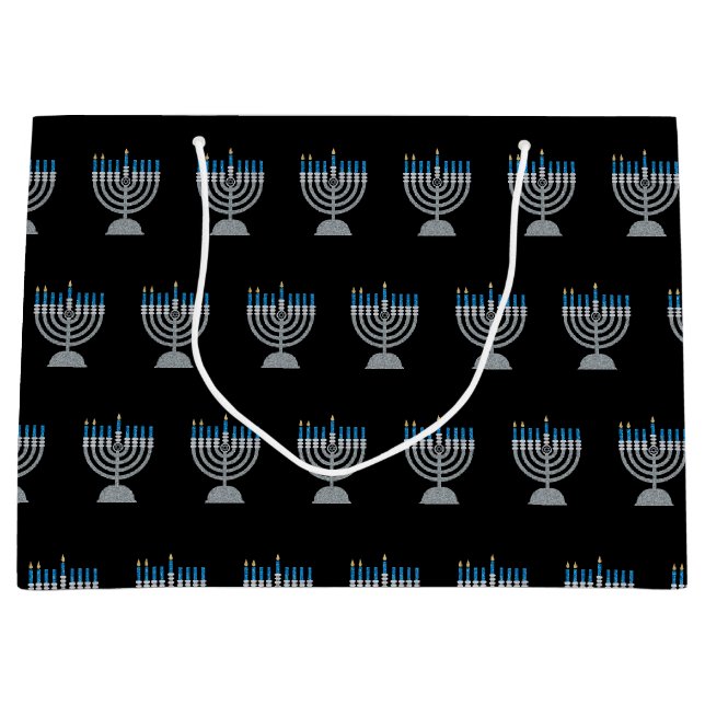 2e nuit d'Hanoukka Parties scintillant grand sac c (Devant)