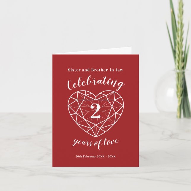 2ème anniversaire de mariage grenat 2 ans carte d' (Devant)