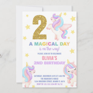 2ème Rainbow Unicorn Invitations Anniversaire Vol