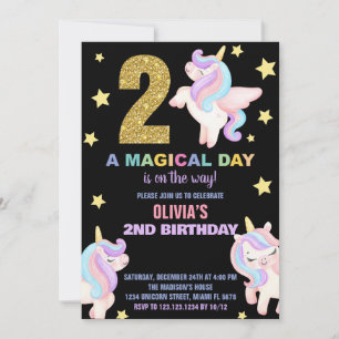 2ème Rainbow Unicorn Invitations Anniversaire Vol