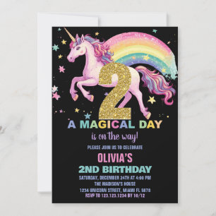 2ème Unicorn Invitations Anniversaire Noir