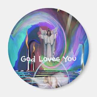 2GodIsNoFantasybywebbie, God Loves You Magnet