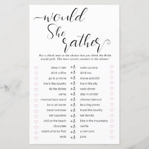 2in1 Over or Under & Would She Rather Shower Games