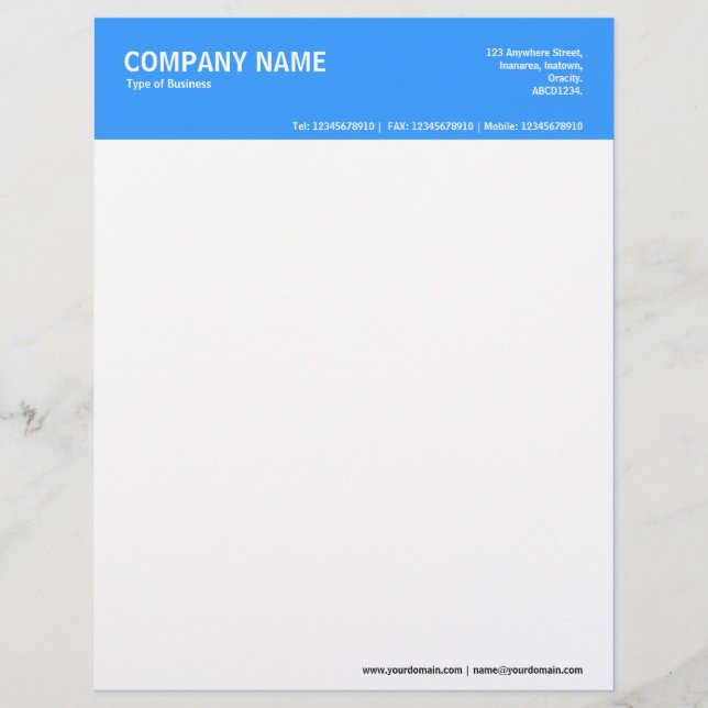 2in Colour Header - Blue 3399FF Letterhead (Front)