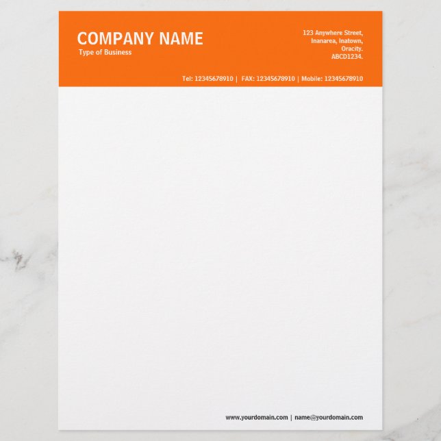 2in Colour Header - Orange FF6600 Letterhead (Front)