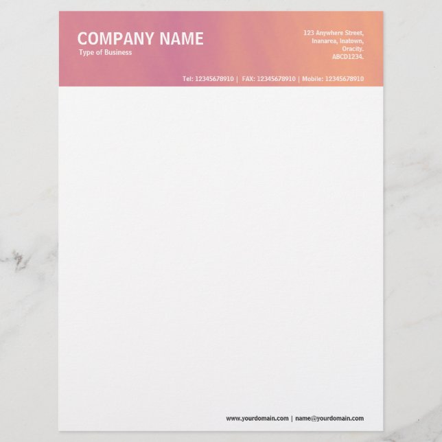 2in Header - Colour Textured Letterhead (Front)