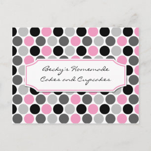 #2Modern Pink Grey Black Circles Recipe Cards