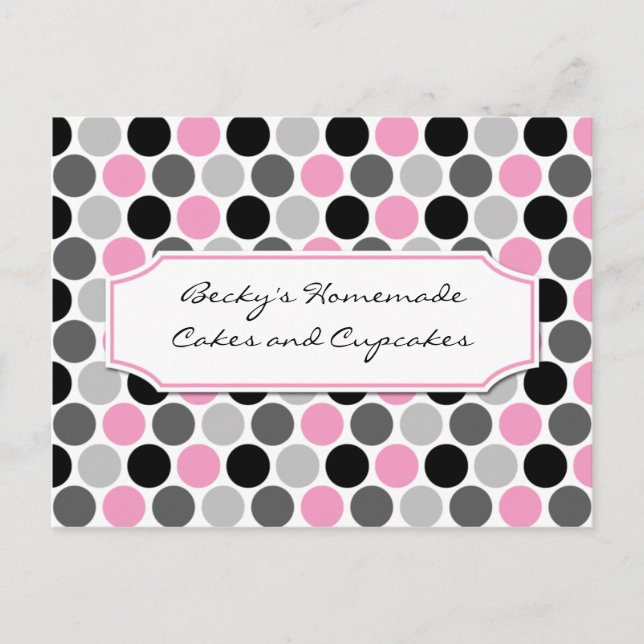 #2Modern Pink Grey Black Circles Recipe Cards (Front)