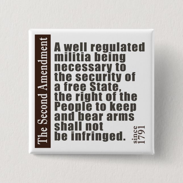 2nd Amendment 2 Inch Square Button (Front)