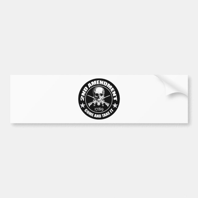 2nd Amendment Come And Take It Skull And AR's Bumper Sticker (Front)