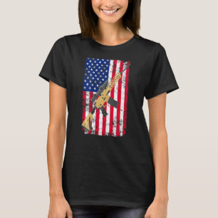 2nd Amendment On Back American Flag Usa Rifle Gun T-Shirt