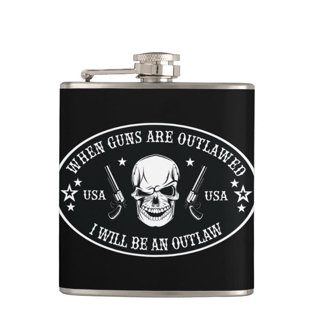 2nd Amendment  Throw Pillow Hip Flask (Front)