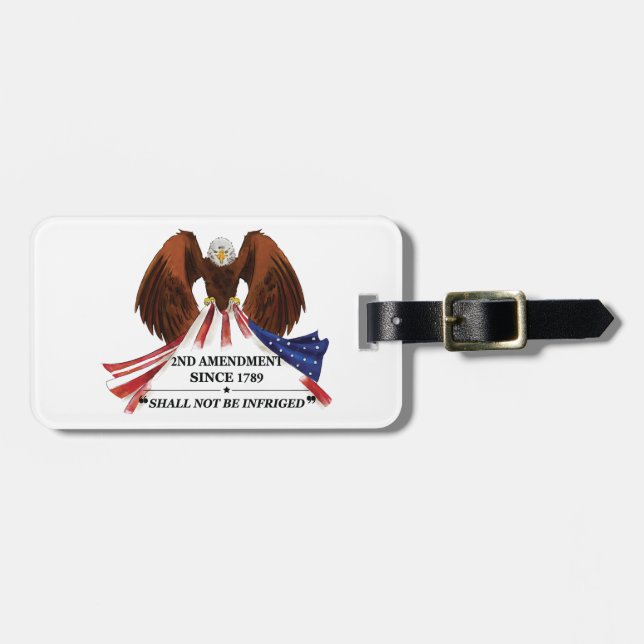 2nd Amendment  Throw Pillow Luggage Tag (Front Horizontal)