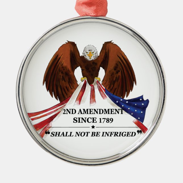 2nd Amendment  Throw Pillow Metal Ornament (Front)