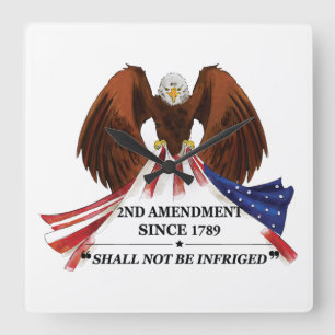2nd Amendment Throw Pillow Square Wall Clock