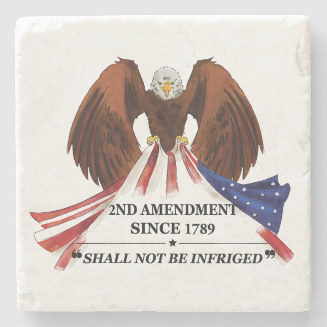 2nd Amendment  Throw Pillow Stone Coaster (Front)