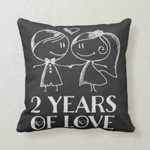 2nd Anniversary Chalk Couple Gift Throw Pillow