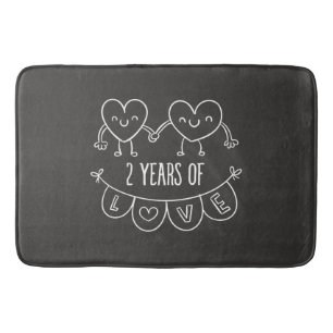2nd Anniversary Gift For Her Chalk Hearts Hand Dra Bath Mat