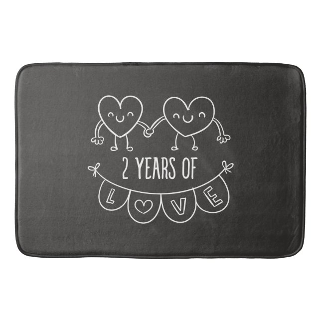 2nd Anniversary Gift For Her Chalk Hearts Hand Dra Bath Mat (Front)