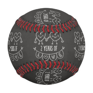 2nd Anniversary Gift For Her Chalk Hearts P2 Baseball