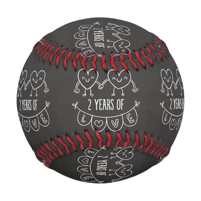 2nd Anniversary Gift For Her Chalk Hearts | P2 Baseball (Front)
