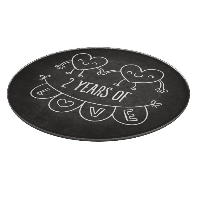 2nd Anniversary Gift For Her Chalk Hearts | P2 Cutting Board (Corner)