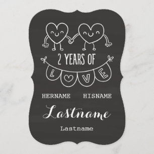 2nd Anniversary Gift For Her Chalk Personalized Card