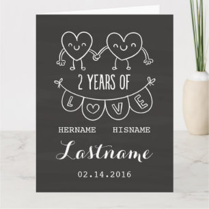 2nd Anniversary Gift For Her Chalk Personalized Card