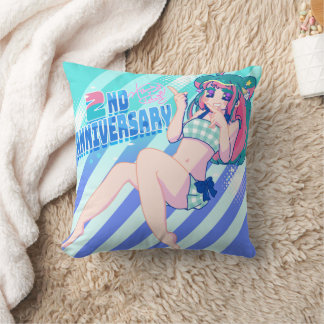 2nd Anniversary Hikiringo — Summer Neto chan Throw Pillow