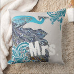 2nd Anniversary is Cotton Teal Navy Peacock Damask Throw Pillow<br><div class="desc">The 2nd Anniversary is the Cotton Anniversary which symbolizes the Natural Growth of all the adaptability, versatility and purity (when nurtured just like plants) takes place in that romantic 2 years between Newlyweds as they transform into a deeper Husband and Wife relationship. No more secrets. Wink Wink... Will be Working...</div>