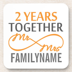 2nd Anniversary Mr. & Mrs Infinity Personalized Coaster