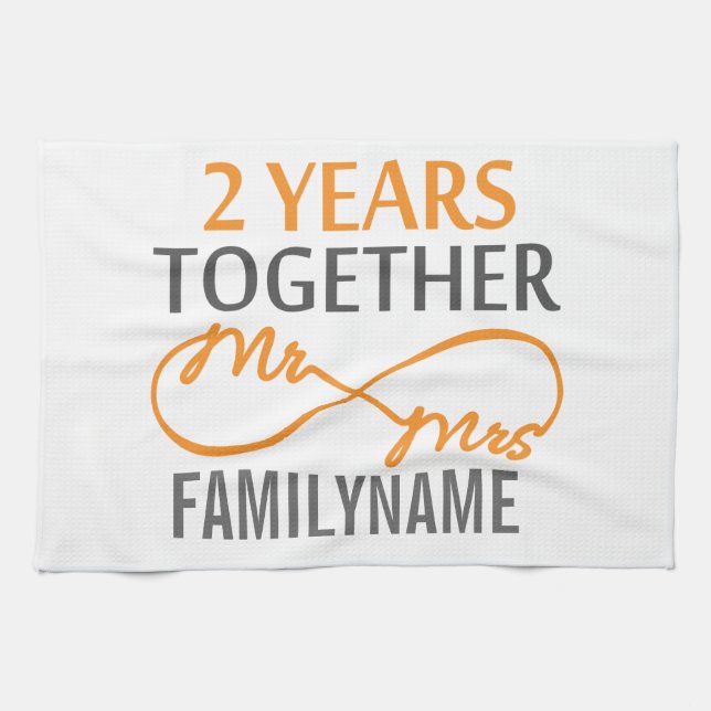 2nd Anniversary Mr. & Mrs Infinity Personalized Kitchen Towel (Horizontal)
