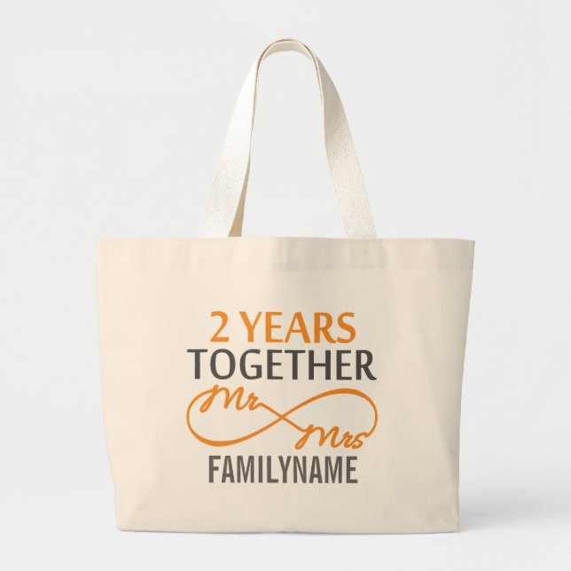 2nd Anniversary Mr. & Mrs Infinity Personalized Large Tote Bag (Front)