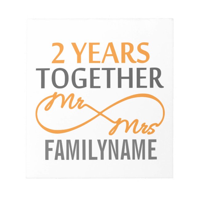 2nd Anniversary Mr. & Mrs Infinity Personalized Notepad (Front)