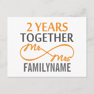 2nd Anniversary Mr. & Mrs Infinity Personalized Postcard