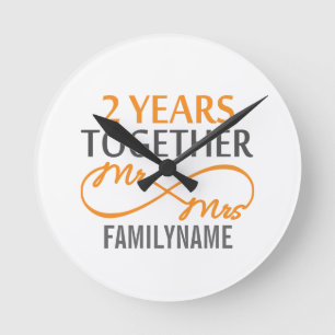 2nd Anniversary Mr. & Mrs Infinity Personalized Round Clock