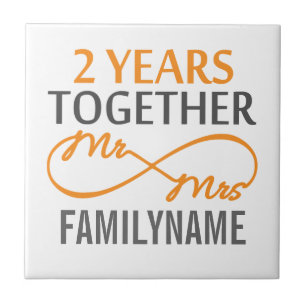 2nd Anniversary Mr. & Mrs Infinity Personalized Tile