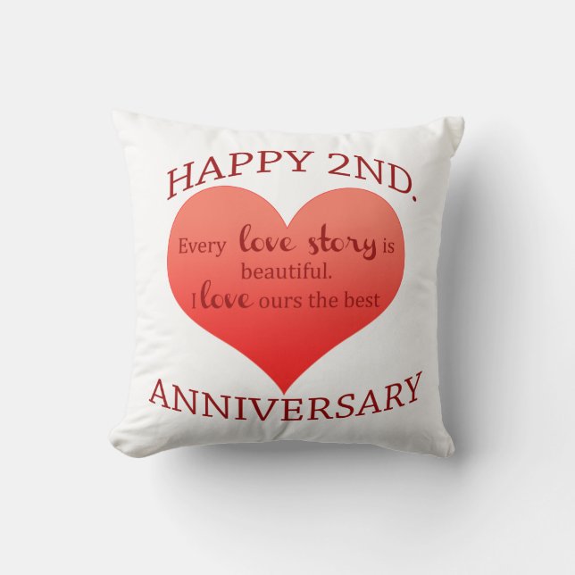 2nd. Anniversary Throw Pillow (Front)