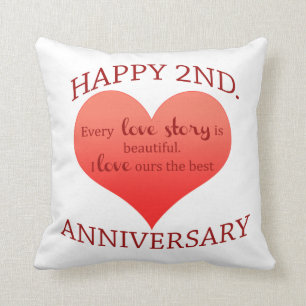 2nd. Anniversary Throw Pillow