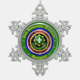 2nd Armoured Cavalry Christmas Snowflake Pewter Christmas Ornament