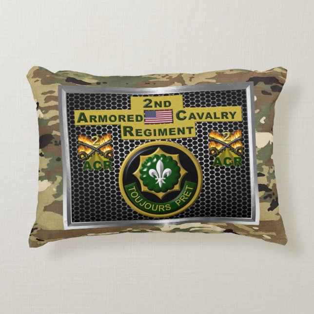 2nd Armoured Cavalry Regiment “Always Ready” Accent Pillow (Front)