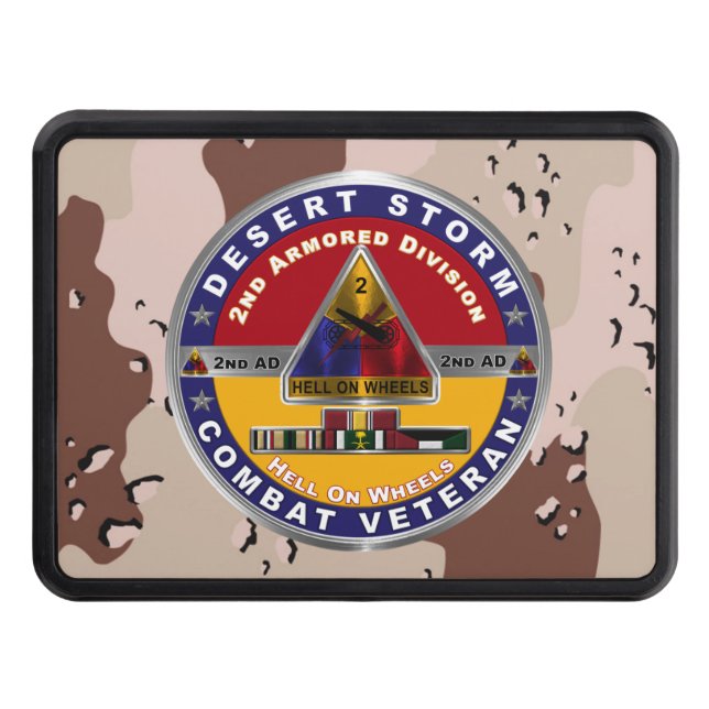 2nd Armoured Division Desert Storm Veteran Trailer Hitch Cover (Front)